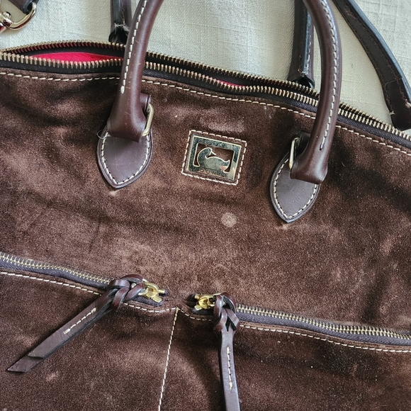 Dooney & burke brown leather purse crossbody suede - Picture 2 of 12